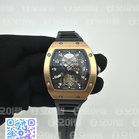 3K공장 리차드밀 RM001 투어빌론 로즈골드금통 블랙다이얼 러버스트랩 RM001 Tourbillon RG 3KF Best Edition Black Dial on Black Leather Strap