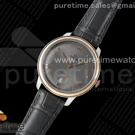 MK공장 오메가 드 빌 로즈골드금통 그레이다이얼 가죽스트랩 De Ville Date RG MKF 1:1 Best Edition Gray Dial Roman Marker on Gray Leather Strap A8800