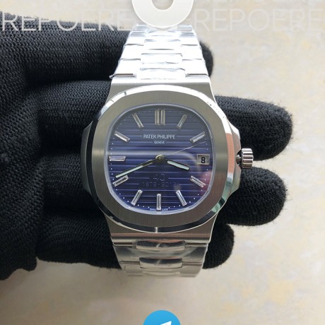 PF 노틸러스 점보 5711 40주년기념 한정판 NAUTILUS JUMBO 5711 40TH PF 1:1 BEST EDITION BLUE TEXTURED DIAL ON SS BRACELET A324 CLONE