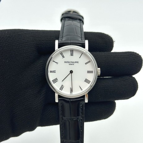 TW공장 파텍필립 칼라트라바 화이트다이얼 가죽스트랩 Calatrava 5120G SS/LE White Roman Asia 21J Mod Cal.240