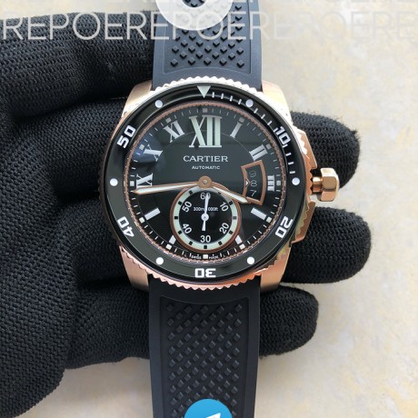 TF공장 까르띠에 칼리브 드 까르띠에 로즈골드 금통 블랙다이얼 블랙 러버 Cartier Calibre de Cartier RG/Black Dial