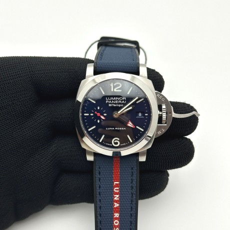 VS공장 파네라이 PAM1404 블루다이얼 블루러버스트랩 PAM1404 Z GMT SS VSF 1:1 Best Edition Blue Dial on Blue Rubber Strap Asian P900