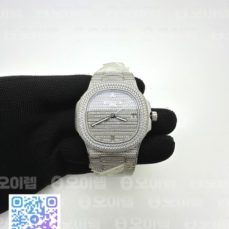 PF공장 파텍필립 노틸러스 5719 스틸 풀다이아몬드셋팅 브레이슬릿 Nautilus 5719/1G SS Full Diamond Full Diamond Bracelet A324 Clone