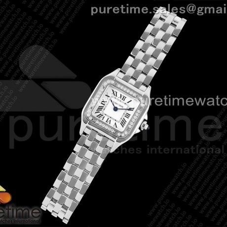 BV공장 까르띠에 팬더 22 스틸 화이트다이얼 다이아몬드베젤 브레이슬릿 Panthère 22mm BVF 1:1 Best Edition SS White Dial Diamonds Bezel on SS Bracelet Ronda Quartz