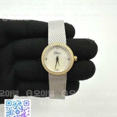 8848공장 디올 라 디 드 디올 로즈골드콤브 자개화이트다이얼 브레이슬릿 La d de dior satine SS/RG Crystal Bezel 8848F 1:1 Best Edition White MOP Dial on SS bracelet Swiss Quartz