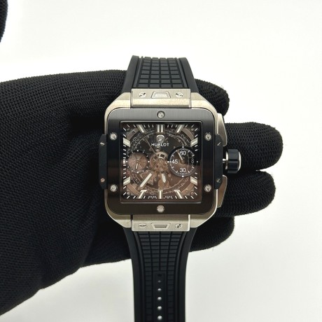 BB공장 유니코 스퀘어뱅 42 티타늄세라믹케이스 스켈레톤다이얼 블랙러버스트랩 Square Bang Unico 42mm Titanium/Ceramic BBF 1:1 Best Edition Skeleton Dial on Black Rubber Strap A1280