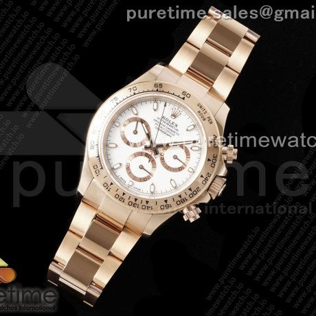 QF공장 롤렉스 데이토나 로즈골드콤비 화이트다이얼 브레이슬릿 Daytona 116505 QF 1:1 Best Edition White Dial on RG Bracelet SH4130 V3 (Gain Weight)