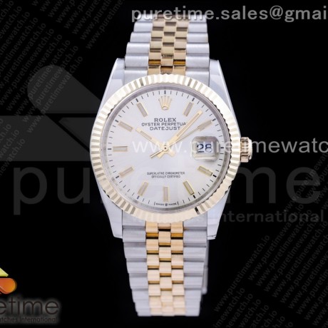 GM공장 롤렉스 데이저스트 36 옐로우골드콤비 포금 실버다이얼 브레이슬릿 DateJust 36 SS/YG 126233 GMF Gold Wrapped 904L Steel Silver Dial Stick Markers on Jubilee Bracelet SA3235