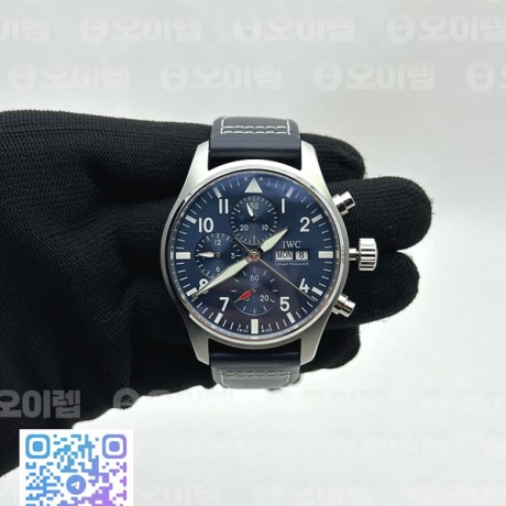 KK공장 IWC 파일럿 크로노그래프 IW388101 Pilot Chrono IW388101 KKF Best Edition Blue Dial on Blue Leather Strap A7750 to 69385