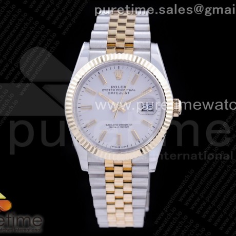GM공장 롤렉스 데이저스트 36 옐로우골드콤비 포금 화이트다이얼 브레이슬릿 DateJust 36 SS/YG 126233 GMF Gold Wrapped 904L Steel White Dial Stick Markers on Jubilee Bracelet SA3235