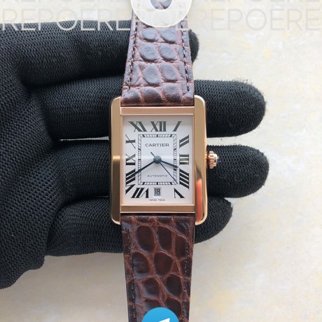 V9공장 탱크솔로 31미리 로골 화이트다이얼 Tank Solo 31mm RG V9F 1:1 Best Edition White Dial on Brown Leather Strap MIYOTA 9015