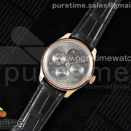 QF공장 IWC 포르투기저 퍼페츄얼캘린더 5033 로즈골드금통 그레이다이얼 가죽스트랩 Portugieser Perpetual Calendar RG 5034 QF Best Edition Gray Dial on Black Leather Strap A52610