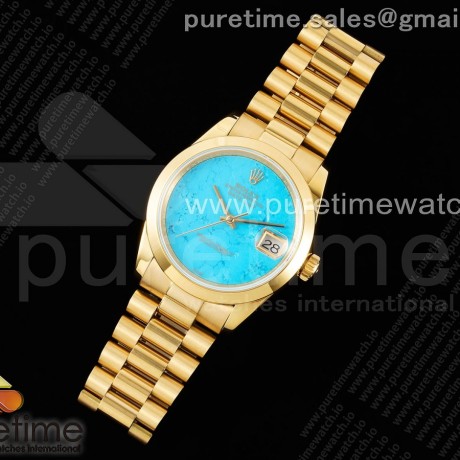 DD공장 롤렉스 데이데이트 36 옐로우골드금통 블루스톤다이얼 브레이슬릿 Day Date 36 YG DDF Best Edition Polished Bezel Blue Stone Dial on YG Bracelet A2836