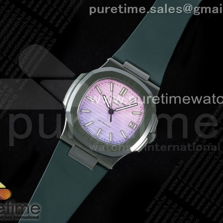 AMG공장 파텍필립 노틸러스 5711 그린풀세라믹 퍼플그라데이션다이얼 그린러버스트랩 AET Nautilus 5711 Green Ceramic AMGF Best Edition Purple/Pink Dial on Green Rubber Strap MIYOTA 9015