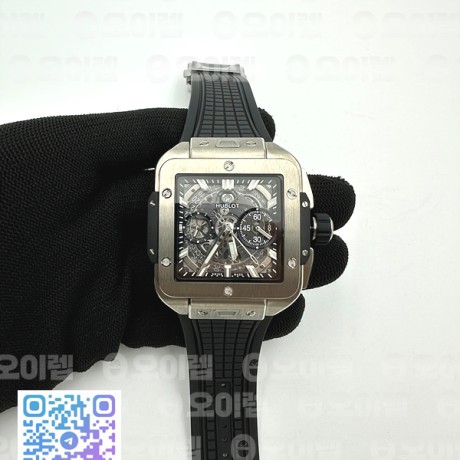 BB공장 유니코 스퀘어뱅 42 티타늄 스켈레톤다이얼 블랙러버스트랩 Square Bang Unico 42mm Titanium BBF 1:1 Best Edition Skeleton Dial on Black Rubber Strap A1280