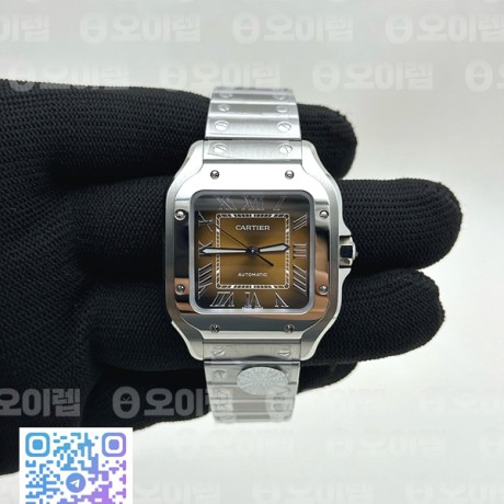 BV공장 까르띠에 산토스 2018 미디움 스틸 브라운다이얼 스마트링크브레이슬릿 Santos de Cartier 35mm SS BVF 1:1 Best Edition Brown Dial on SS SmartLinks Bracelet MIYOTA 9015