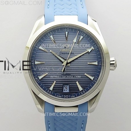 VS공장 오메가 아쿠아테라 써머블루 블루러버스트랩VS Aqua Terra 41mm VSF 1:1 Best Edition Summer Blue Dial on Blue Rubber Strap A8900 Super Clone