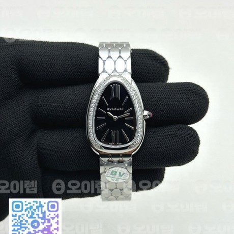 BV공장 불가리 세르펜티 세두토리 스틸 다이아몬드베젤 블랙다이얼 브레이슬릿 Serpenti Seduttori SS BVF 1:1 Best Edition Black Dial Diamonds Bezel on SS Bracelet ETA Quartz