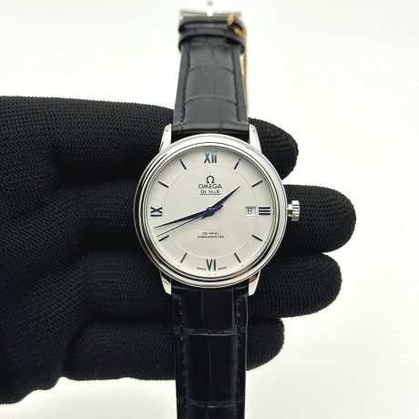 TWS공장 오메가 드 빌 스틸 화이트다이얼 블루인덱스 가죽스트랩 De Ville SS TWF 1:1 Best Edition Silver Dial Blue Markers on Black Leather Strap MIYOTA 9015