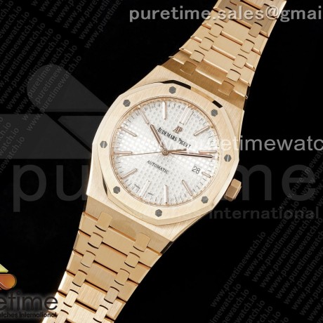 ZF공장 오데마피게 로얄오크 41 로즈골드금통 화이트다이얼 브레이슬릿 Royal Oak 41mm 15400 RG ZF 1:1 Best Edition White Textured Dial on RG Bracelet V2 SA3120 Super Clone
