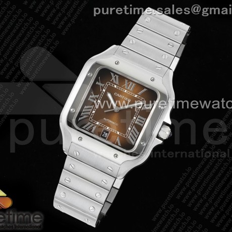 AF공장 까르띠에 산토스 라지 브라운다이얼 브레이슬릿 Santos de Cartier 40mm SS AF 1:1 Best Edition Brown Dial on SS SmartLinks Bracelet MIYOTA 9015