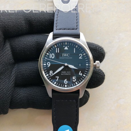 V7공장 IWC 파일럿 마크18 스틸 블랙다이얼 가죽스트랩 Mark XVIII IWC327009 SS/LE Black V7F