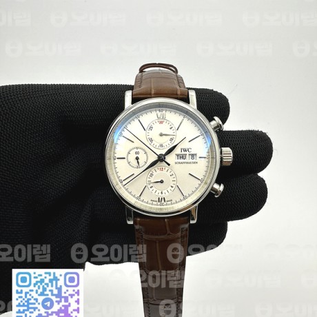 ZF공장 IWC 포르토피노크로노 스틸 화이트다이얼 브라운가죽스트랩