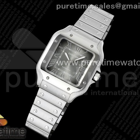 AF공장 까르띠에 산토스 미디움 그레이다이얼 브레이슬릿 Santos de Cartier 35mm SS AF 1:1 Best Edition Gray Dial on SS SmartLinks Bracelet MIYOTA 9015