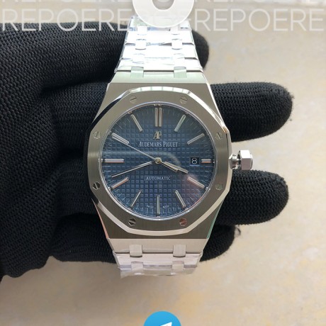 APS공장 오데마피게 로얄오크 15400 스틸 블루다이얼 브레이슬릿 Royal Oak 41mm 15400 SS APSF 1:1 Best Edition Blue Textured Dial on SS Bracelet A3120 Super Clone