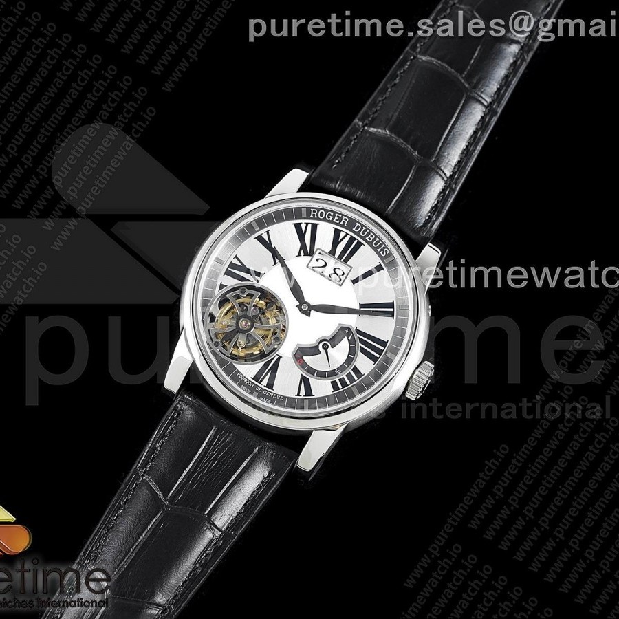 JB공장 오마쥬 플라잉 뚜르비용 화이트다이얼 가죽스트랩 Hommage Flying Tourbillon SS JBF Best Edition White Dial on Black Leather Strap