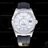 ZF공장 롤렉스 스카이드웰러 스틸 화이트다이얼 러버스트랩 텅스텐 Skydweller 336239 Wt WG/RU White ZF V2 Asia 2824