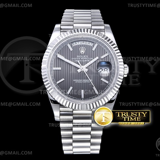 GM공장 롤렉스 데이데이트 40 그레이다이얼 2836 DayDate 40mm 904L Flt SS/SS Grey Stk GMF A2836