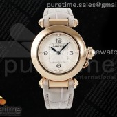 AF공장 까르띠에 파샤 30mm 로즈골드금통 화이트다이얼 화이트가죽스트랩 Pasha 30mm RG AF 1:1 Best Edition White Textured Dial on Gray Leather Strap Jaq Quartz