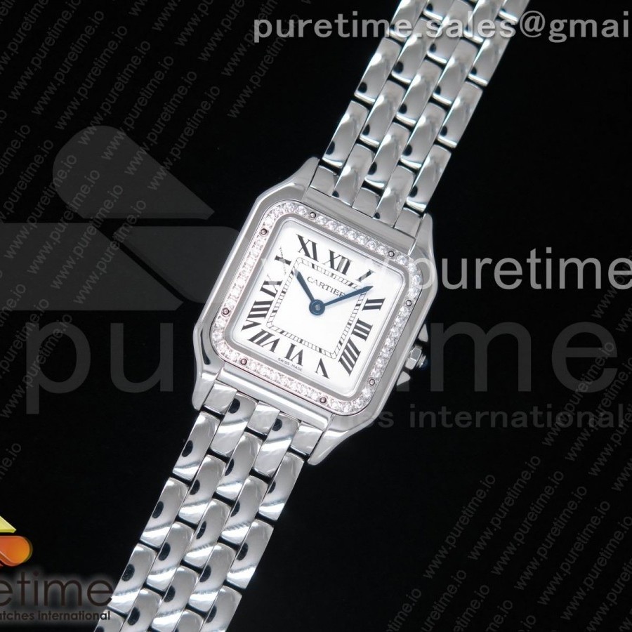 K11공장 27mm까르띠에 팬더 시크릿 레이디즈 스틸앤다이아케이스 브레이슬릿Panthère Secrete Ladies 27mm SS Diamonds Bezel  White Dial on SS Bracelet Ronda Quartz
