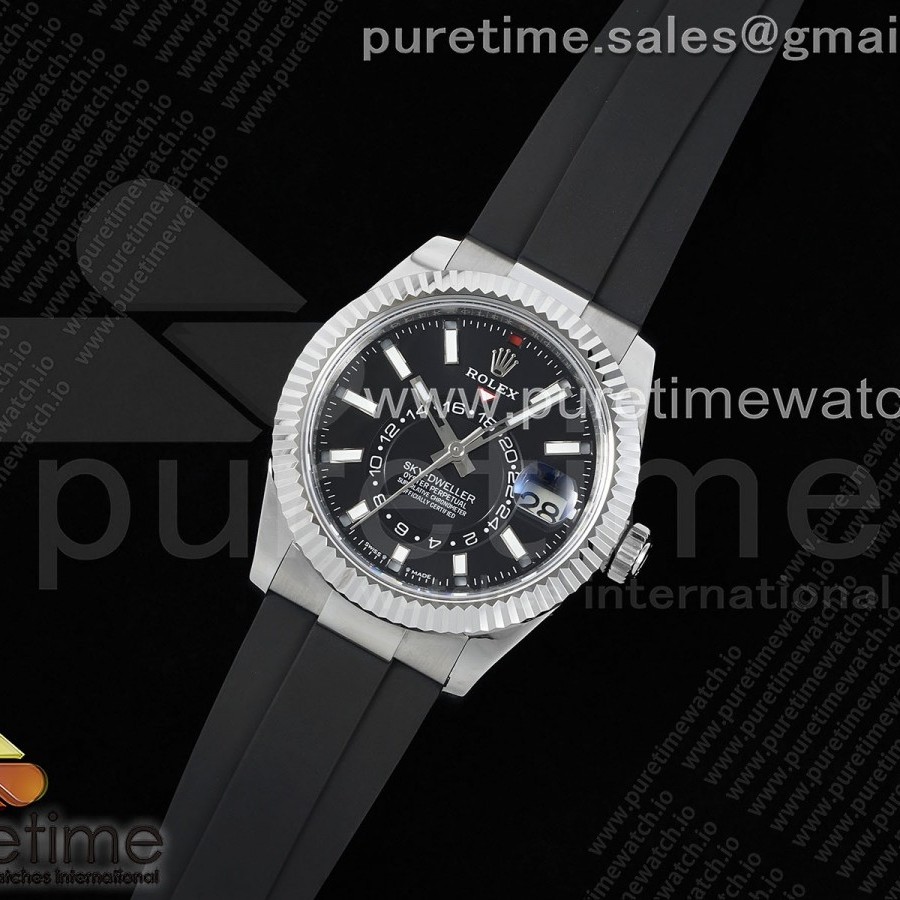 Noob공장 롤렉스 스카이드웰러 스틸 블랙다이얼 러버스트랩  Skydweller SS Noob Best Edition Black Dial on Oysterflex Strap A23J 눕