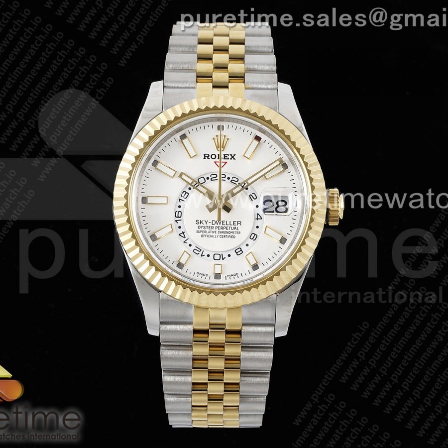 Noob공장 롤렉스 옐로우골드콤비 화이트다이얼 쥬빌레브레이슬릿 Skydweller SS/YG Noob Best Edition White Dial on SS/YG Jubilee Bracelet A23J