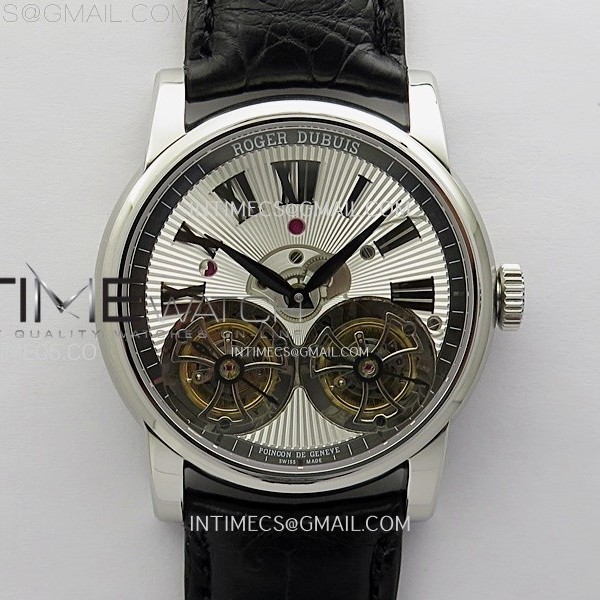 YS공장 로져드뷔 오마주 스틸 실버다이얼 블랙스트랩 더블 투어빌론 Hommage SS YSF Sliver Dial On Black Croco Leather Strap Double Tourbillon