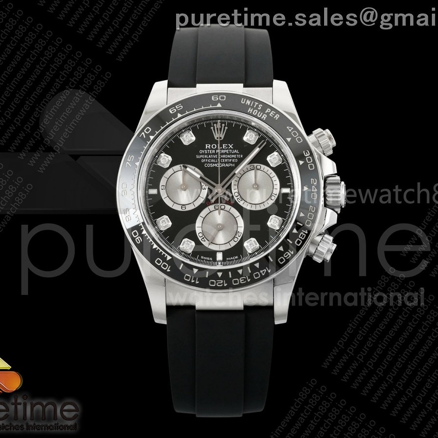 VS공장 롤렉스 데이토나 스틸 8P블랙다이얼 러버스트랩 텅스텐 Daytona 126519 VSF 1:1 Best Edition Black/Silver Diamonds Dial on Oysterflex Strap VS4131 V2 (Weighted)