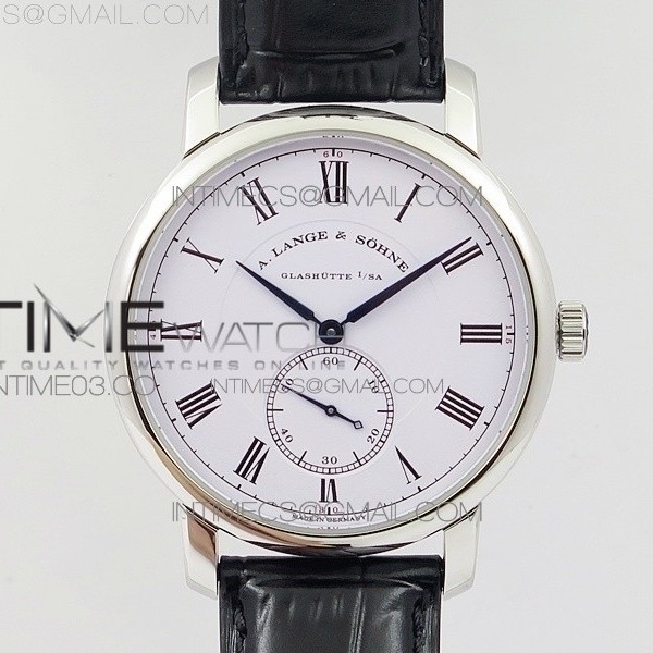 MK공장 아랑에운트죄네 클래식 레귤레이터 스틸 화이트 이너서클다이얼 로만인덱스 가죽스트랩CLASSIC REGULATOR SS WHITE DIAL ROMAN MARKERS SEC@6 ON BLACK LEATHER STRAP A74789