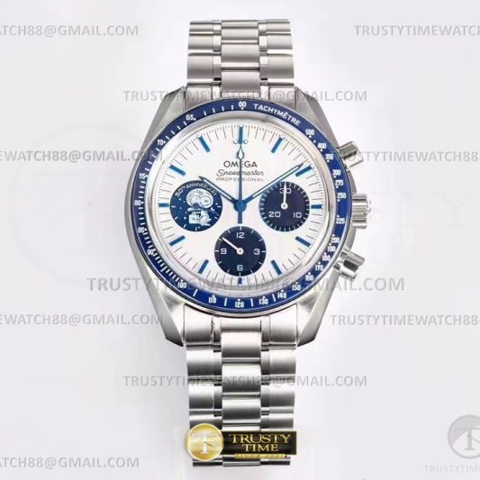 OS공장 오메가 스피드마스터 스누피 스틸 블루앤화이트 브레이슬릿 SpeedMaster Snoopy Apollo SS/SS Wht OSF V2 A3861