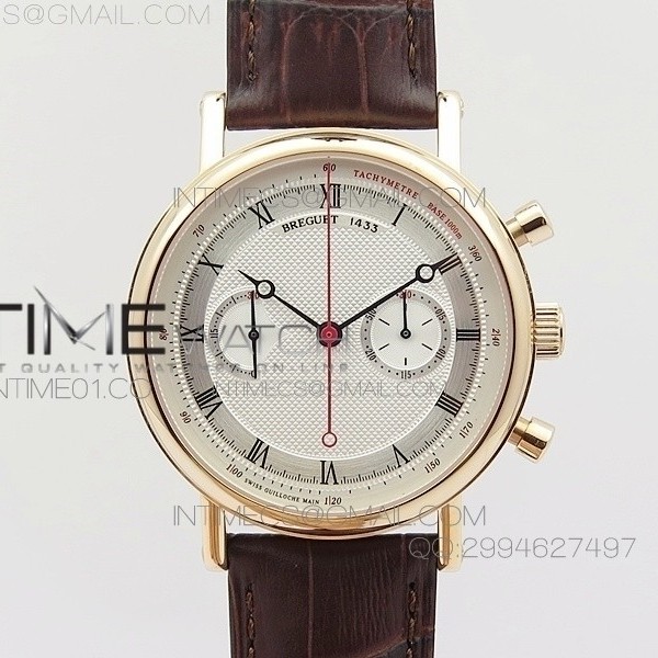 브레게 Classaique 5287 로즈골드금통 화이트다이얼 레드크로노핸즈