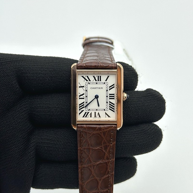 AF공장 까르띠에 탱크솔로 27 라지 로즈골드금장 화이트다이얼 가죽스트랩 TANK SOLO LADIES 27MM RG WHITE DIAL ON BROWN LEATHER STRAP RONDA QUARTZ