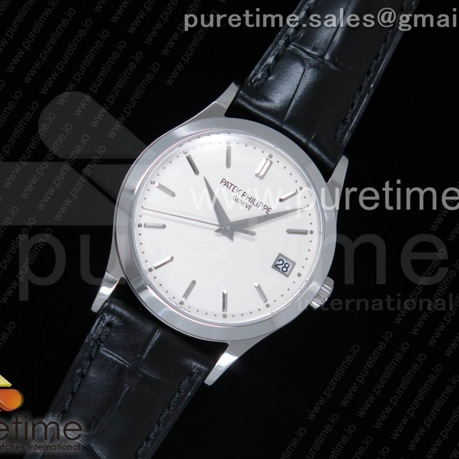 OX공장 파텍필립 칼라트라바 5296 스틸 화이트다이얼 가죽스트랩 Calatrava 5296G SS White Dial SS Hand on Black Leather Strap A324