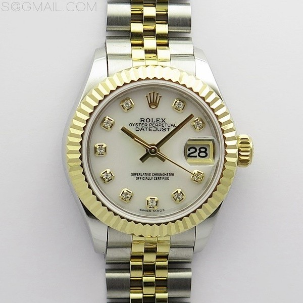 BP공장 롤렉스 데이저스트 28 옐로우골드콤비 자개다이얼 2671 Datejust 28mm 279173 SS/YG BP Best Edition White MOP Crystals Markers Dial on SS/YG Jubilee Bracelet ETA2671