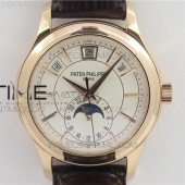 GR공장 파텍필립 애뉴얼 캘린더 로골 실버다이얼 가죽스트랩 Annual Calendar Complications 5205R GRF RG Silver dial on Brown leather strap