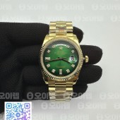 GM공장 롤렉스 데이데이트 36 옐로우골드 금통 그린다이얼 다이아몬드인덱스 2836 DayDate 36mm Flt Pres 904L YG/YG G-Grn/Dia GMF A2836