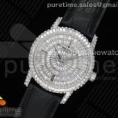 바쉐론콘스탄틴 트레디셔널 풀다이어모델 가죽스트랩 Traditionnelle High Jewellery Watch SS Full Diamonds on Black Leather Strap MIYOTA9015