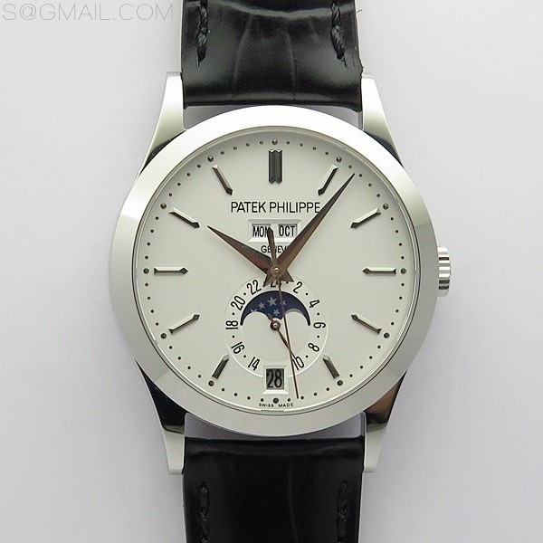 GR공장 애뉴얼 캘린더 화이트다이얼 가죽스트랩 Annual Calendar Complications 5396 SS GRF Best Edition White Dial Sticks Markers on Black leather strap A324