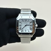 KOR공장 까르띠에 산토스 드 까르띠에 라지 브레이슬릿 SANTOS DE CARTIER LARGE 2018 WHITE DIAL ON SS BRACELET MIYOTA 9015