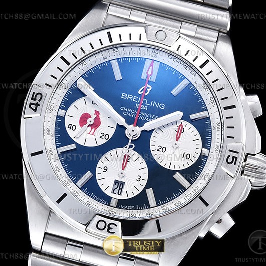 BLS공장 브라이틀링 크로노맷 B01 42 식스 네이션스 프랑스 블루다이얼 브레이슬릿 Chronomat B01 France SS/SS Blue/Stk BLS Asia 7750